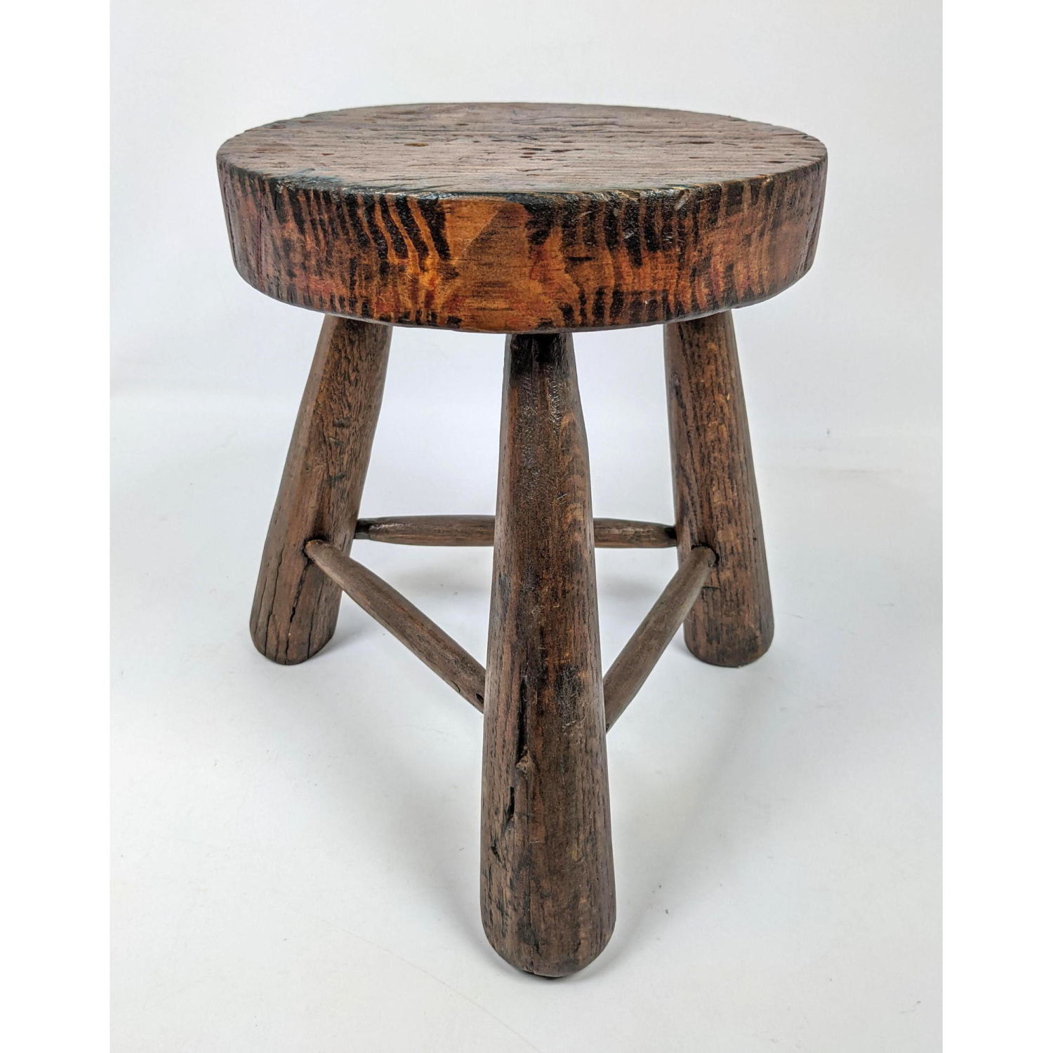 Appraisal: Primitive Legged Wood Stool Fat tapered legs Dimensions H inches