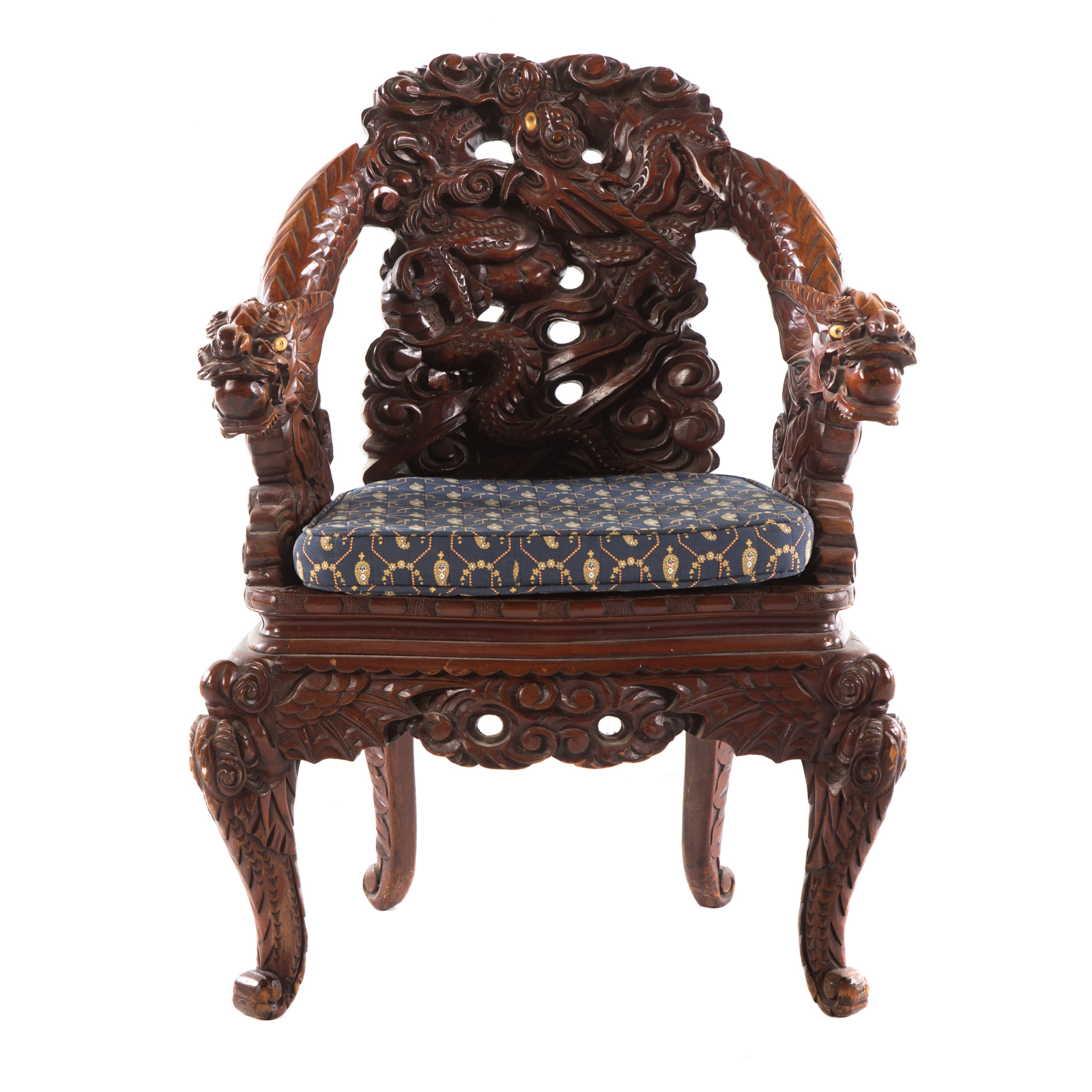 Appraisal: CHINESE EXPORT CARVED WOOD ARM CHAIR First quarter- th century