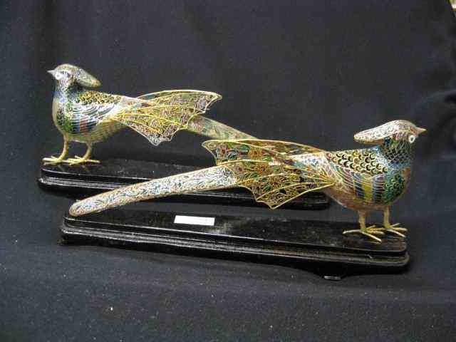 Appraisal: Pair of Chinese Plique-a-jour Cloisonnepheasants '' long '' tall excellent