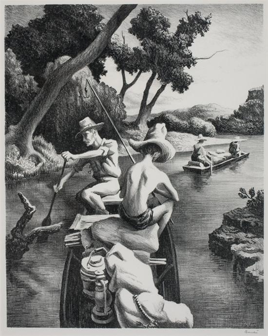 Appraisal: THOMAS H BENTON American - Down the River lithograph Edition