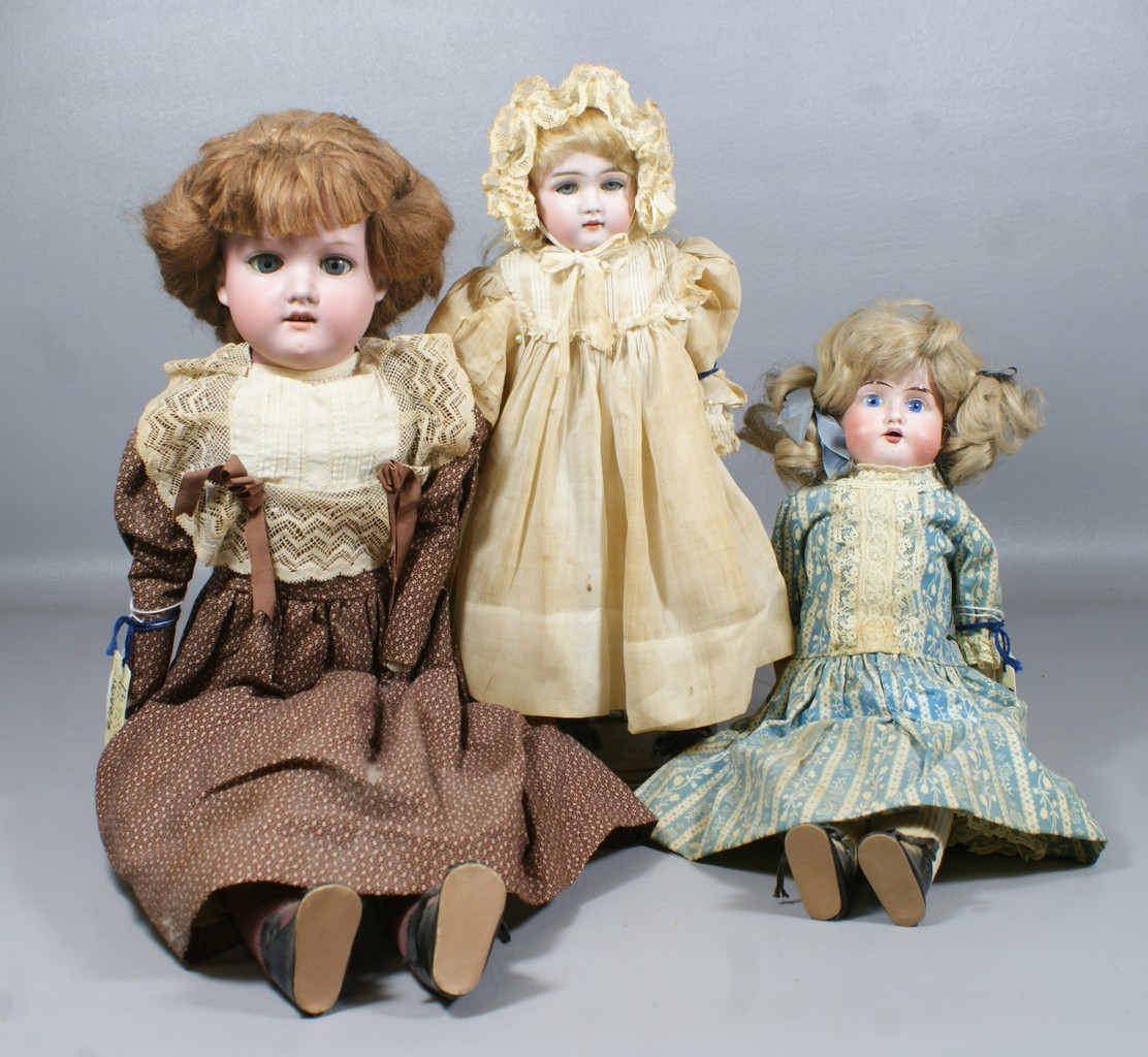 Appraisal: German Bisque Shoulder Head Dolls largest incised AM doll in