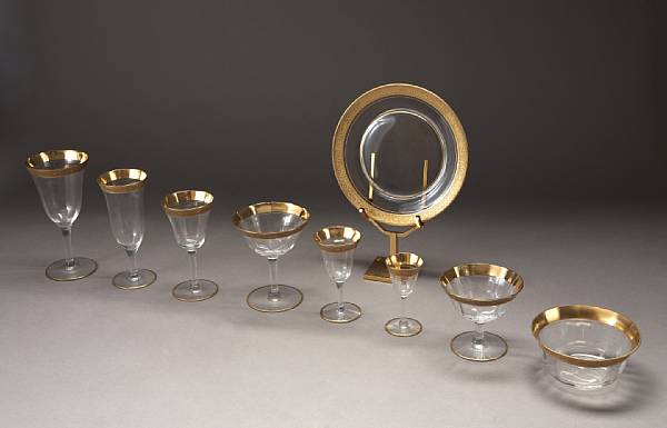 Appraisal: An American glass extensive tableware suite decorated in gilt second