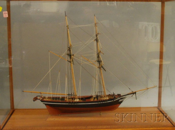 Appraisal: Cased Model of the Brigantine SLAVER vessel identified on bow