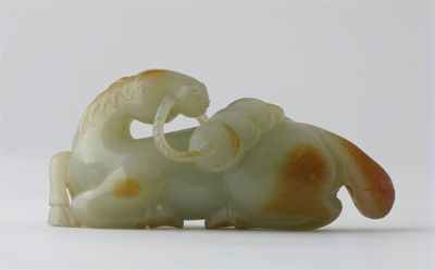 Appraisal: A Chinese pale celadon jade carving of a horse the