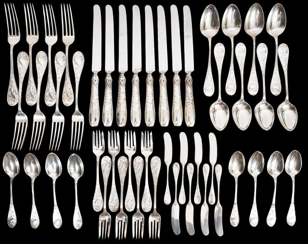 Appraisal: TIFFANY STERLING AUDUBON PC FLATWARE SET piece set of Tiffany