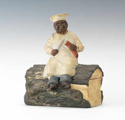 Appraisal: A Johann Maresch Tobacco Jar with Black Chef on Woodlog