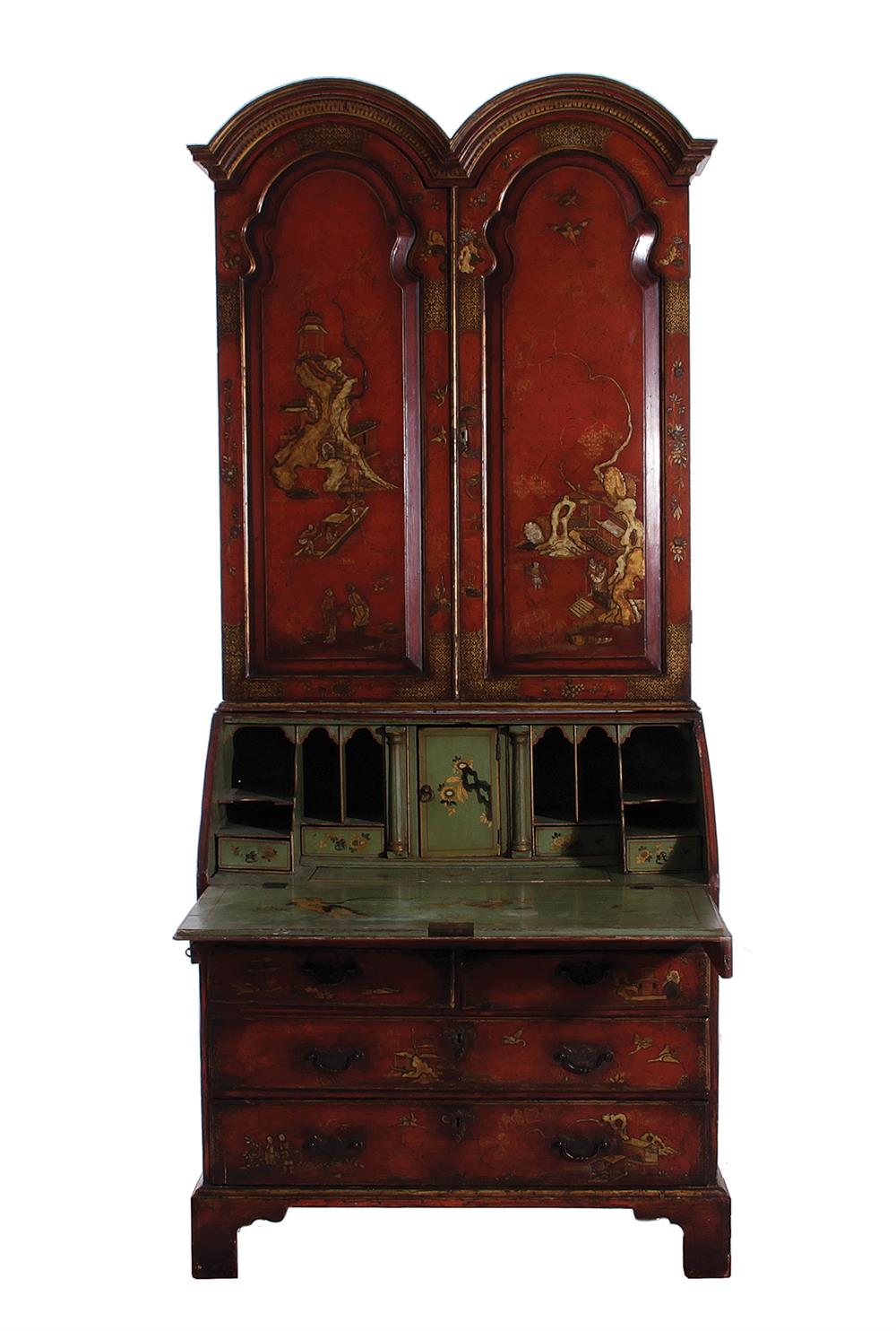 Appraisal: Queen Anne style japanned secretary bookcase third quarter th century