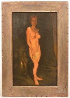 Appraisal: Oil on Canvas Portrait of a Nude signed E Shinn