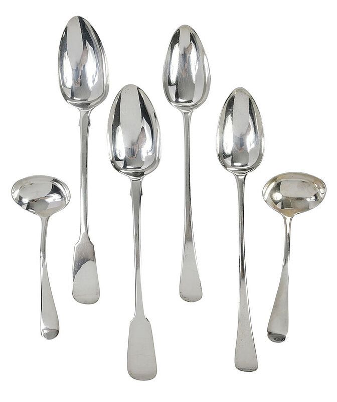 Appraisal: Six Pieces English Silver Flatware including two serving spoons with