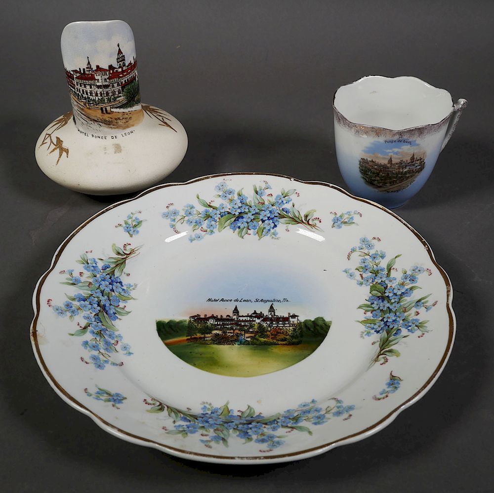 Appraisal: ST AUGUSTINE Porcelain Souvenir Items Three vintage souvenir tems all