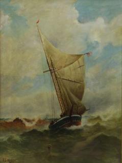 Appraisal: LUND Peter Oil on Canvas American Ship at Sea Signed