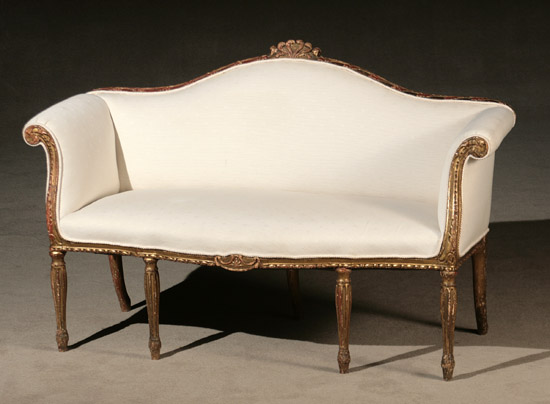 Appraisal: George III Style Giltwood Settee th Century Upholstered in champagne