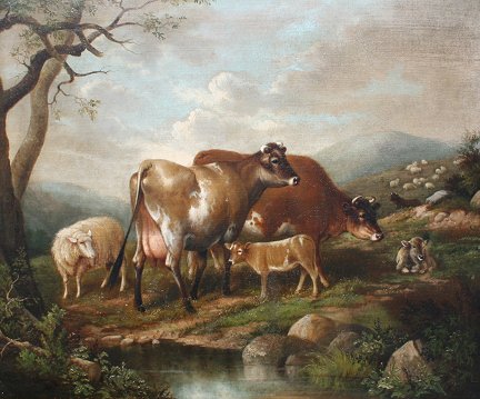 Appraisal: WATERS Mrs Susan C American - Landscape with Cows and