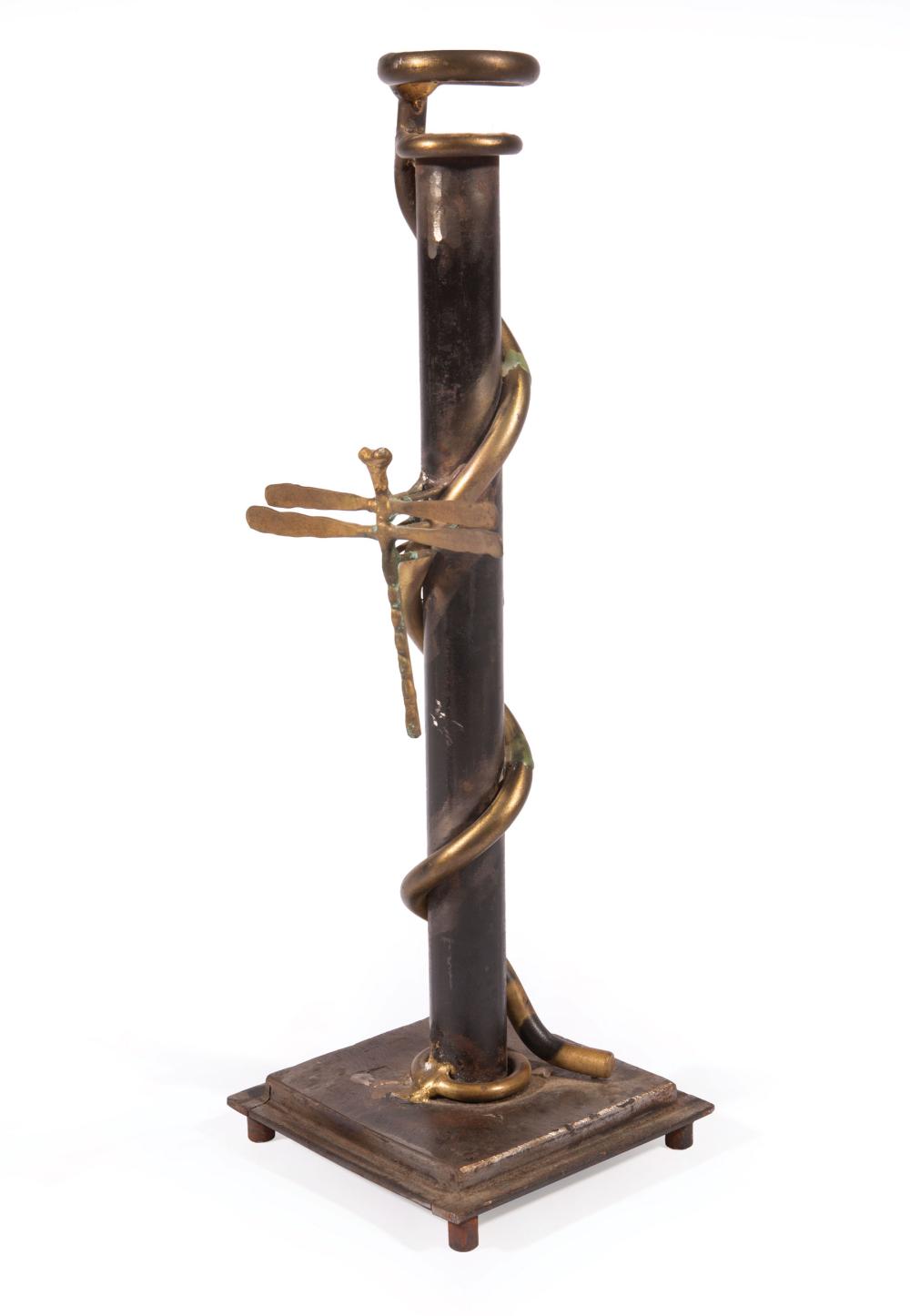 Appraisal: Mario Villa Nicaraguan New Orleans - steel and brass candlestick