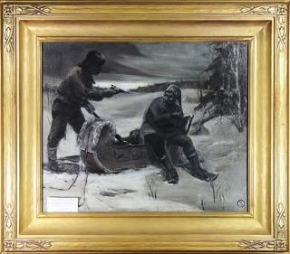 Appraisal: Painting Winter Trappers European School th century Winter Trappers oil