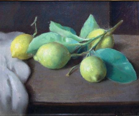 Appraisal: American School th th Century Still Life with Lemons Estimate