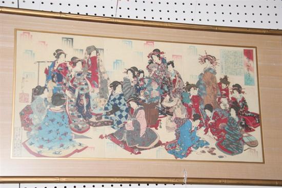 Appraisal: japanese woodblock triptych Sight size x in