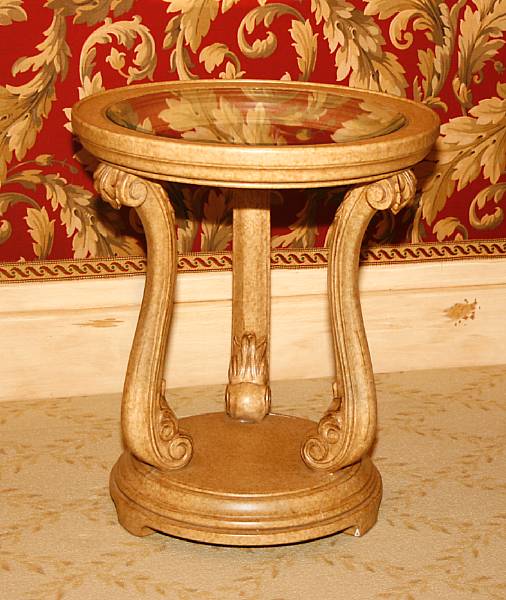 Appraisal: A Baroque style pickled wood and glass gueridon height in