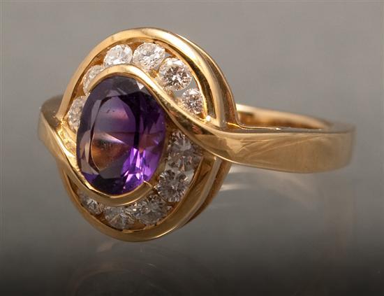 Appraisal: Lady's K yellow gold diamond and amethyst ring diamonds approximately