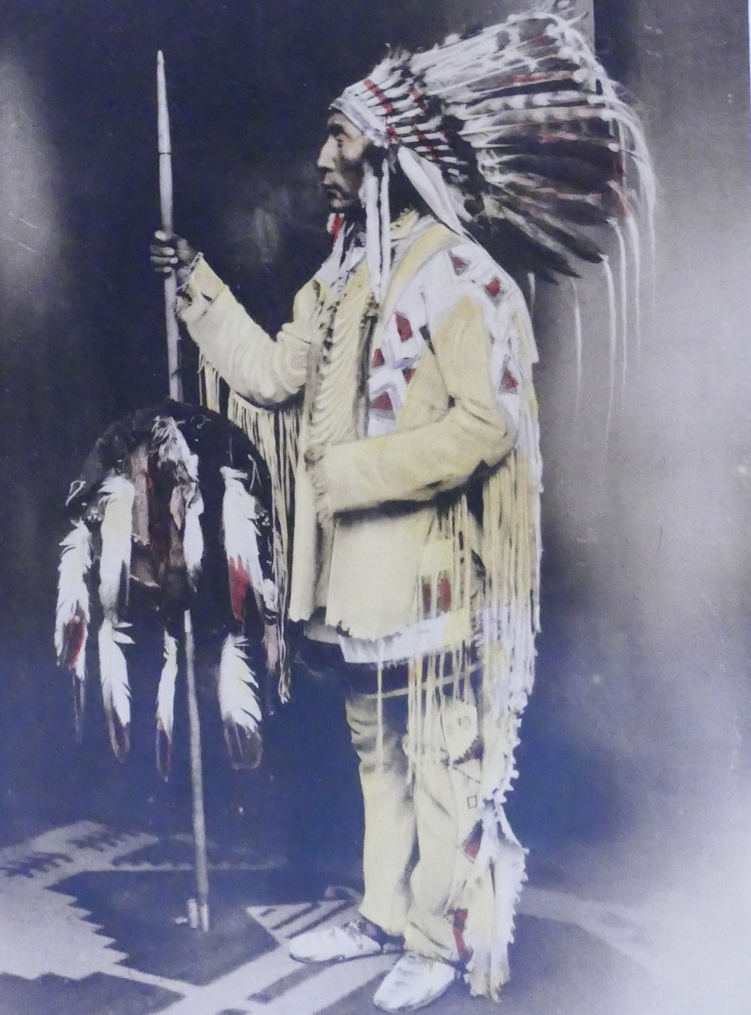 Appraisal: Carl Moon Tinted Indian Chief Photograph Framed- x ''