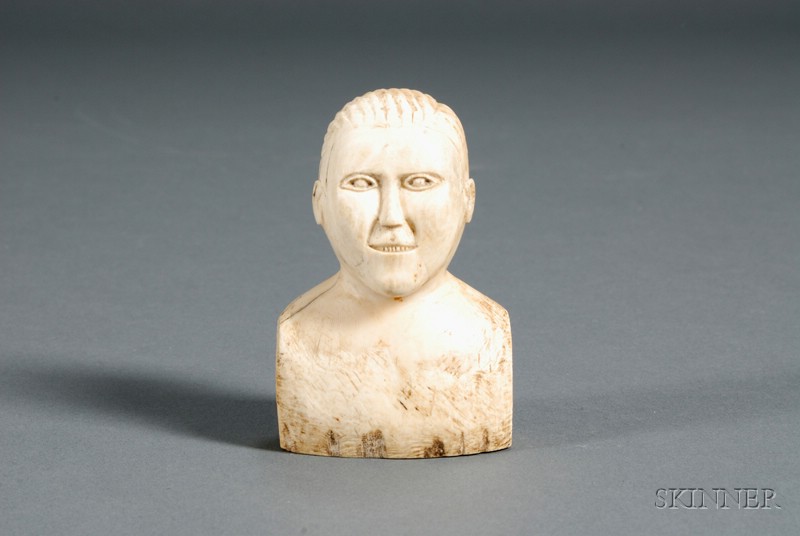 Appraisal: Carved Whale's Tooth Bust of a Man ht in Age