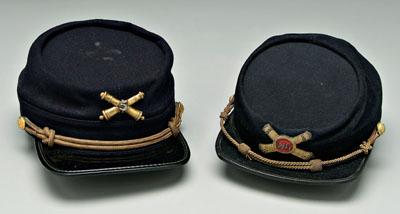 Appraisal: Two th century kepis one black wool with crossed cannons