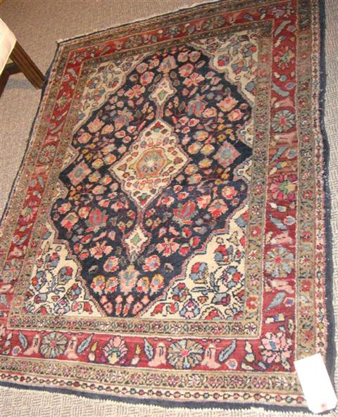 Appraisal: HAMADAN - RED BLUE CREAM TAUPE MEDALLION RUG x Feet