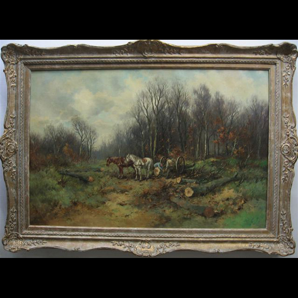 Appraisal: GATHERING FIREWOOD DORUS ARTS - DUTCH CANADIAN OIL ON CANVAS