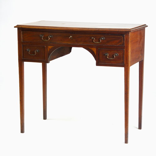 Appraisal: English lady's mahogany writing desk with fan inlay and banded