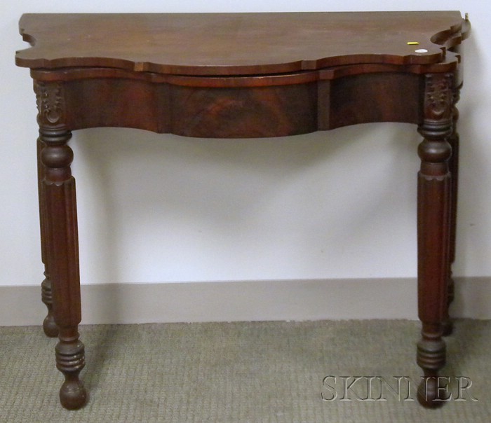 Appraisal: Classical Carved Mahogany and Mahogany Veneer Card Table North Shore