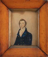 Appraisal: MINIATURE WATERCOLOR Unsigned American British th Century HALF PORTRAIT OF