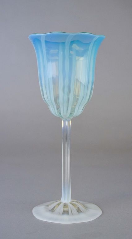 Appraisal: LC Tiffany Favrile Opalescent Blue Green Wine Louis Comfort Tiffany