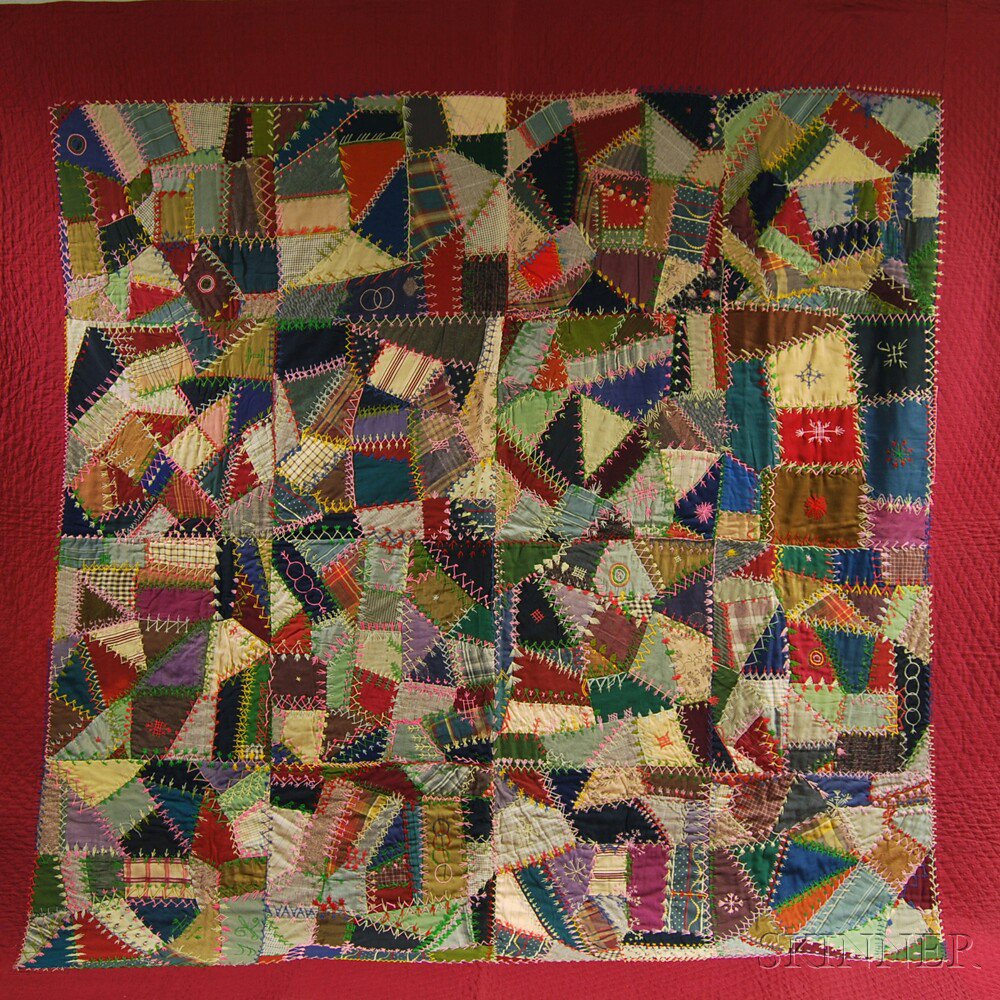 Appraisal: Pineapple Log Cabin and a Crazy Quilt th th century