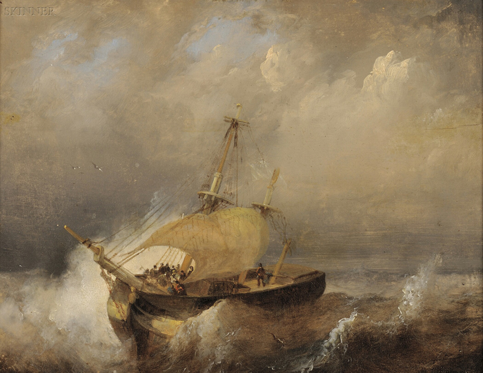 Appraisal: British School th Century A Ship in Distress Unsigned Oil