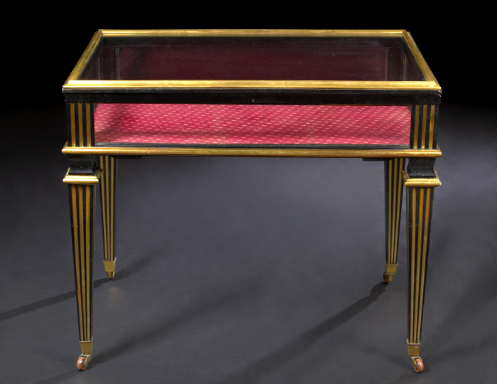 Appraisal: Louis XVI-Style Ebonized and Ormolu Vitrine Table early th century