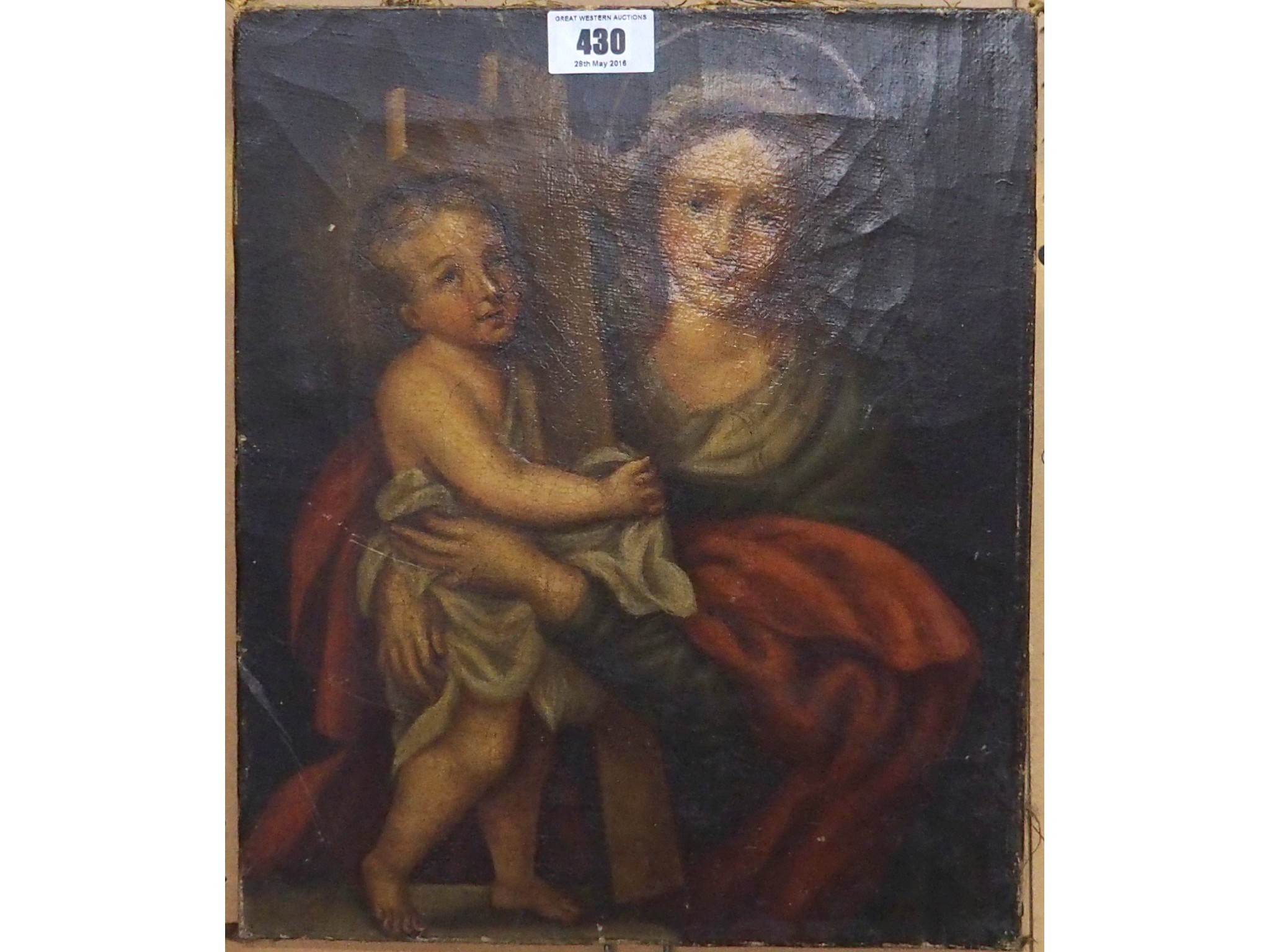 Appraisal: ITALIAN SCHOOL th Century Madonna and Christ child oil on