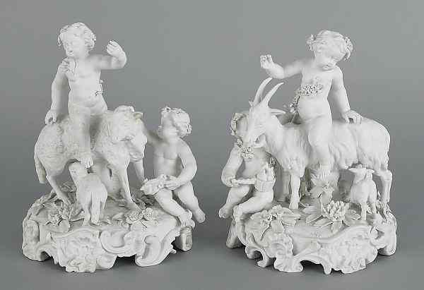 Appraisal: Pair of Sevres Parian figural groups of putti riding goats