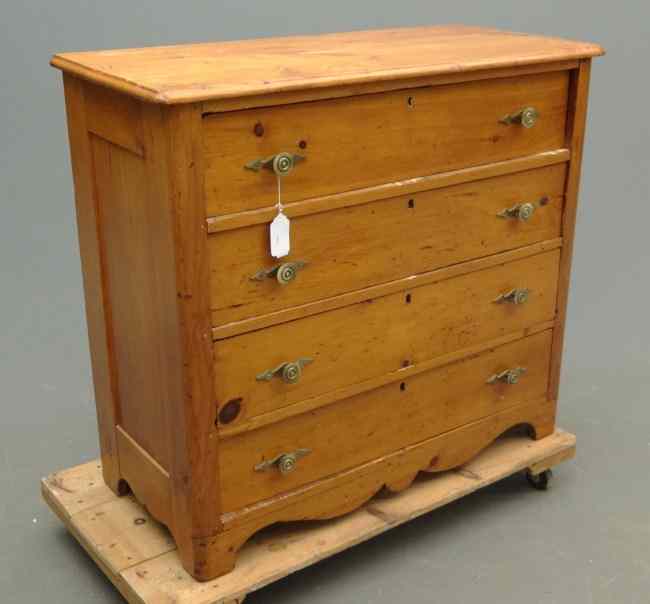 Appraisal: th c cottage pine four drawer chest '' W ''