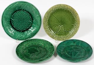 Appraisal: MAJOLICA PLATES LOT OF FOUR DIA Assembled lot Leaf motif