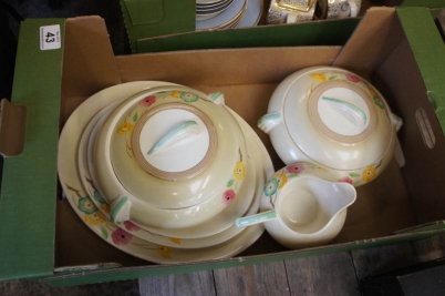 Appraisal: A Tams Ware Hand Painted Art Deco Style Part Dinner