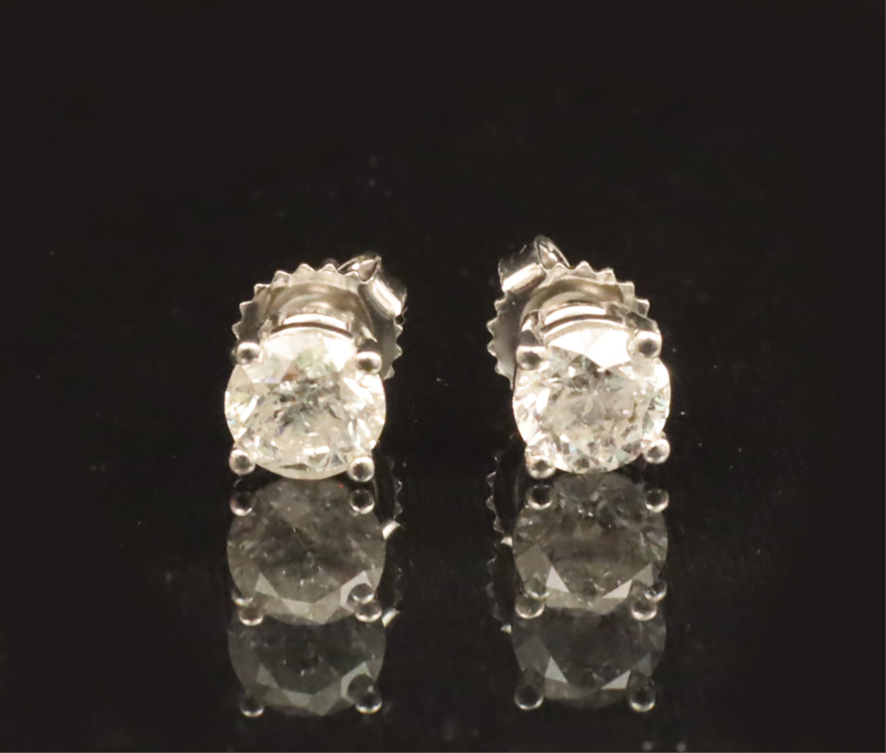 Appraisal: PR OF DIAMOND STUD EARRINGS CTW Pair of white gold