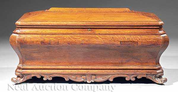 Appraisal: A William IV Carved Oak Sarcophagus-Form Cellarette th c interior