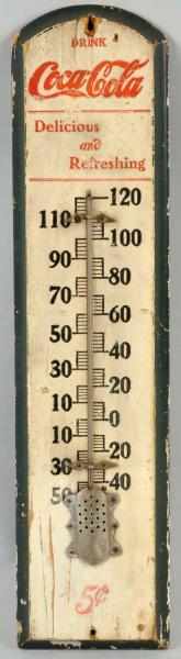 Appraisal: Wooden Coca-Cola Thermometer Circa Tube is not functioning but still