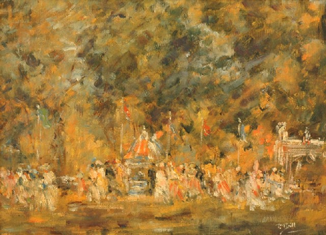 Appraisal: P Brill European th century Summer Fete oil on board