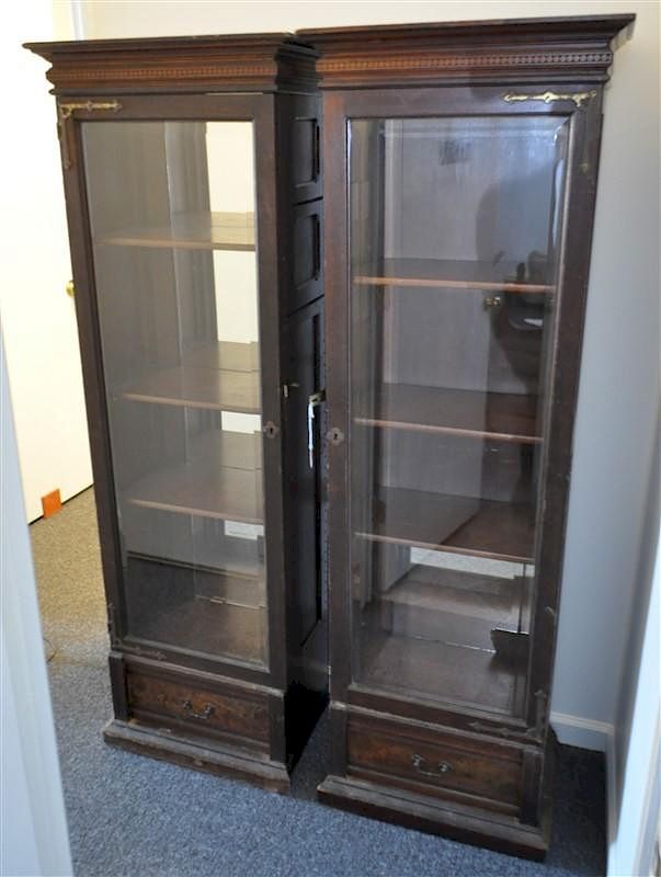 Appraisal: TH C VICTORIAN TALL DISPLAY CABINETS tall th Century Victorian