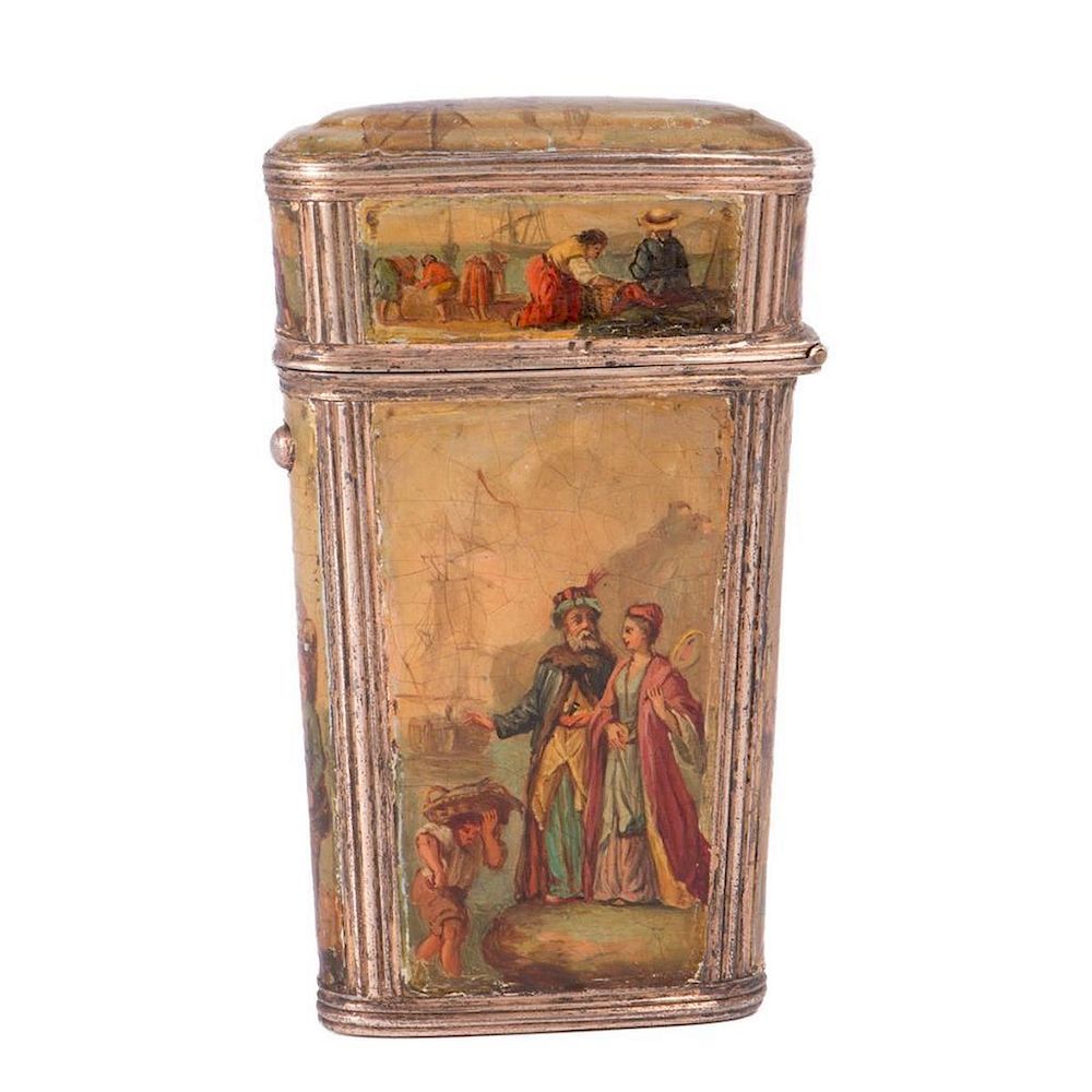 Appraisal: A th century Italian painted grooming sewing box A rare