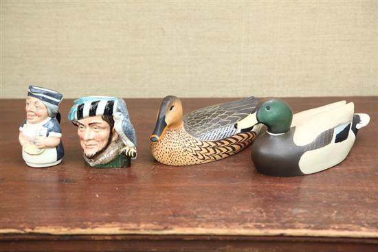 Appraisal: FOUR PIECES ROYAL DOULTON Two Mallards ''h ''The Falconer'' miniature