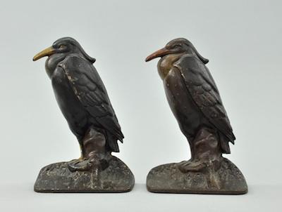 Appraisal: A Set of Cast Iron Crow Bookends or Doorstops In