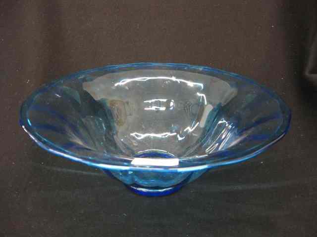 Appraisal: Steuben Art Glass Bowl rich blue ribbed fold down rim