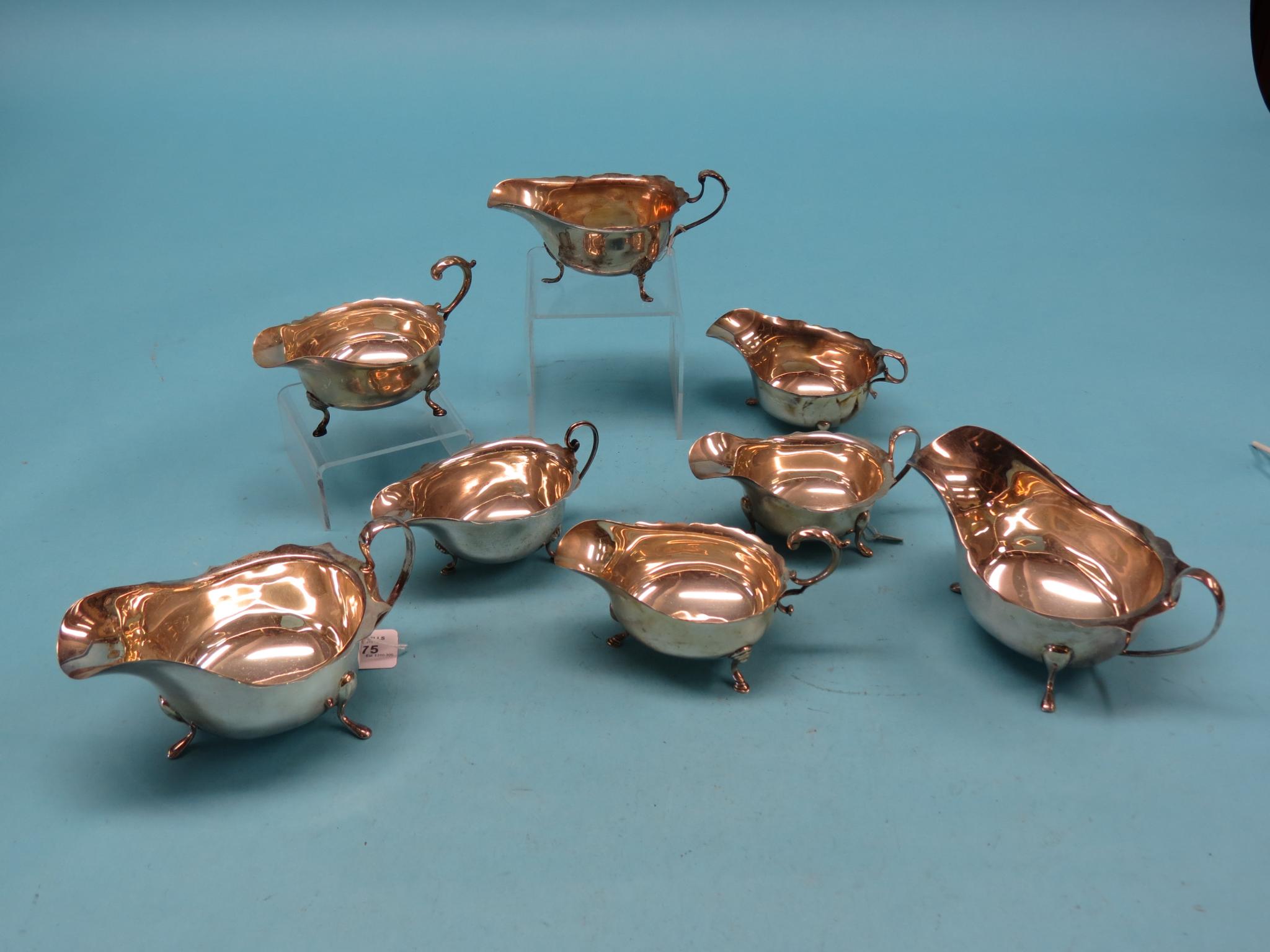 Appraisal: Two pairs of silver sauce jugs and four other silver